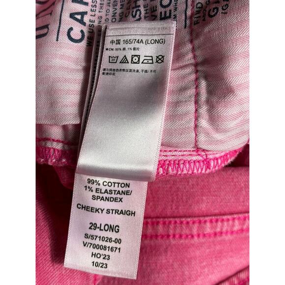 Gap Cheeky Straight High Rise Jeans Women's 29/8L Pink Denim Stretch Raw Hem - Picture 6 of 12